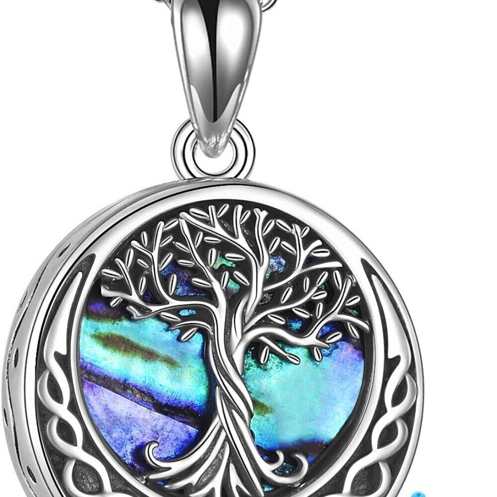Sterling Silver Tree of Life Urn Necklace Abalone Shell Cremation Jewelry